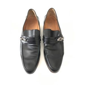 Gucci Men Black Leather Slip On Loafers